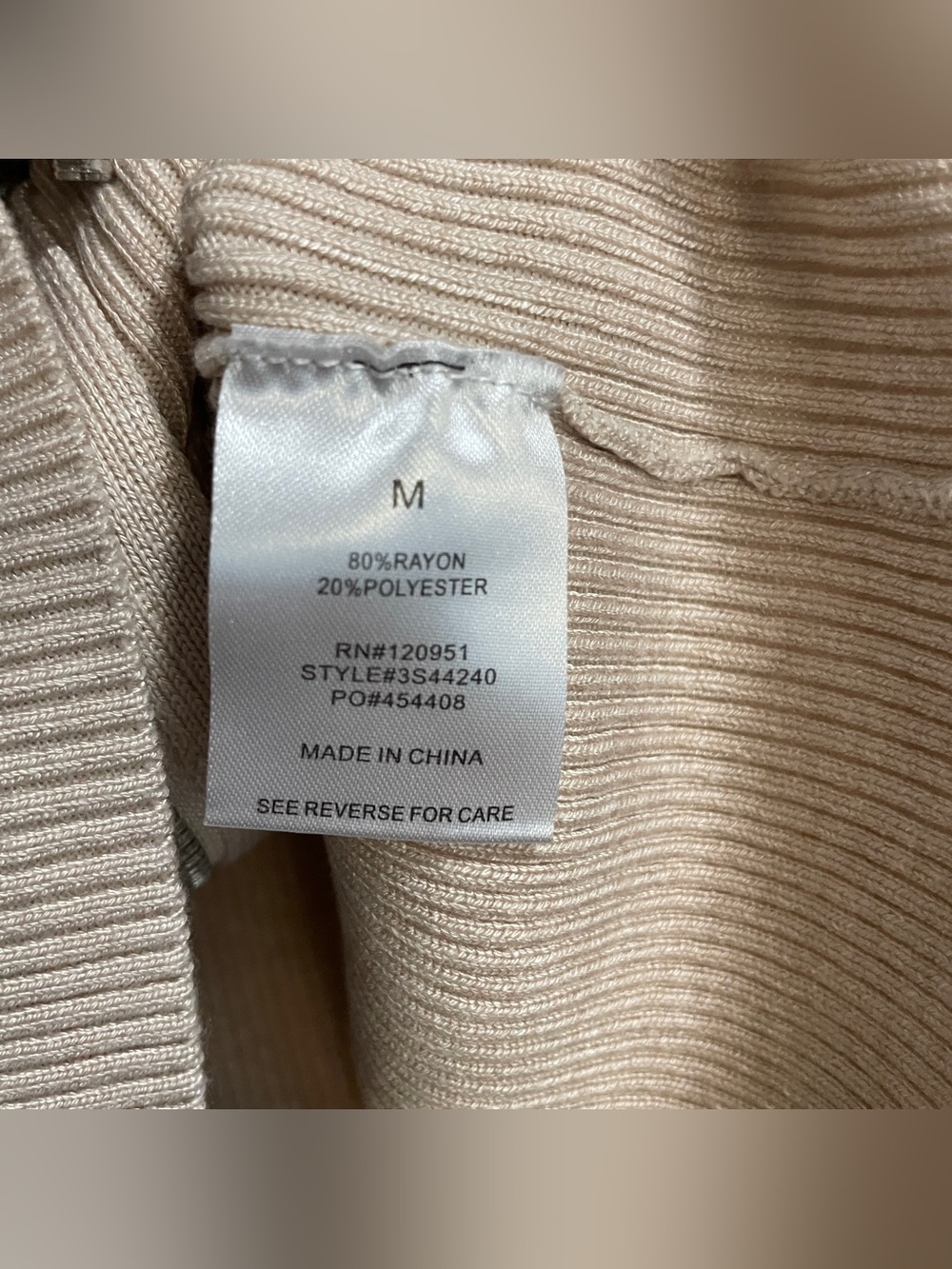 PINK ROSE | Ribbed Zip-Front Top in Beige - Picture 5 of 9